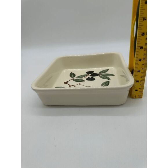Ceramic Baking Dish 9” Hand Painted Olive Branches Oven Safe Made in Italy - Picture 3 of 5